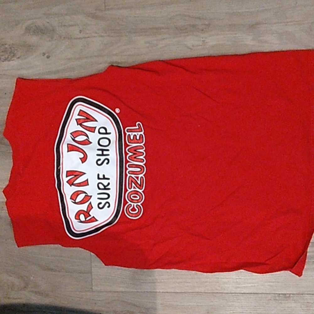 (A-5) Sleeveless red Ron Jon surf Shop T shirt size small